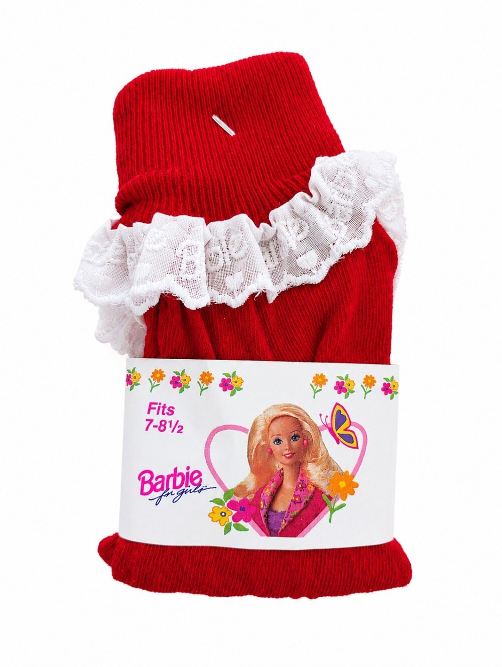 RARE Vintage Barbie for Girls Red Lace Ruffle Socks NOS Size 7–8½ Mattel 1991